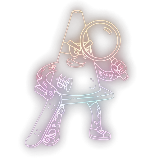 Neon trxy mascot searching for a spot